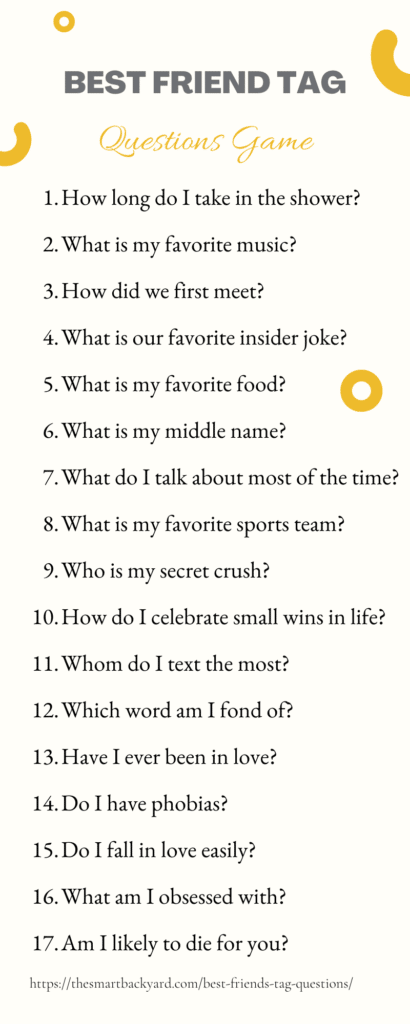 Best friend tag questions game template